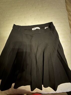 ZARA Black Pleated Skater Skirt